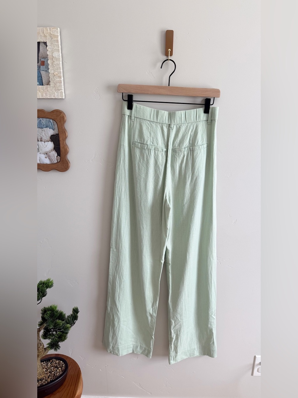 Abercrombie Tailored Wide Leg Trouser Pant in Green - Picture 5 of 7